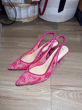 Betsy Johnson Pink Nikki Heels Slingback (Beaded/Embellished)